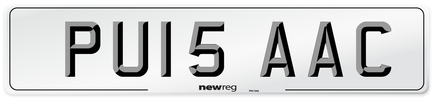 PU15 AAC Number Plate from New Reg